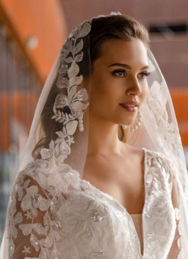 Vintage inspired cathedral length bridal veil