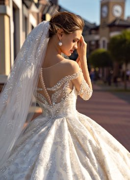 Cathedral Length Lace Veil Lightly Beaded with Rhinestones