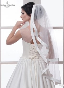 Missing image for Two-tier satin trim veil Kelly
